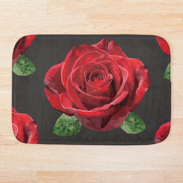 Artikelvorschau, Eine leuchtend rote Rose mit grünen Blättern entworfen und verkauft von KC-DESIGN.