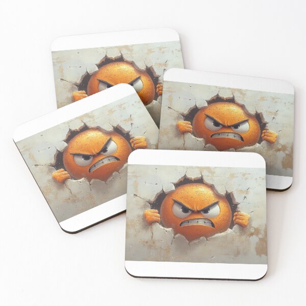 Item preview, Angry orange face breaking through wall with fierce expression. designed and sold by MystiS.