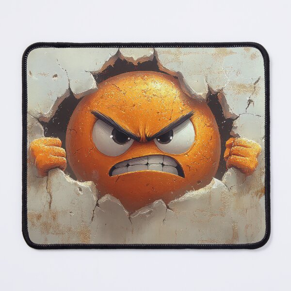 Item preview, Angry orange face breaking through wall with fierce expression. designed and sold by MystiS.