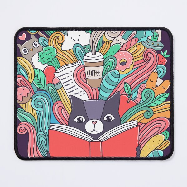 Item preview, Cat reading a book with coffee designed and sold by kostolom3000.