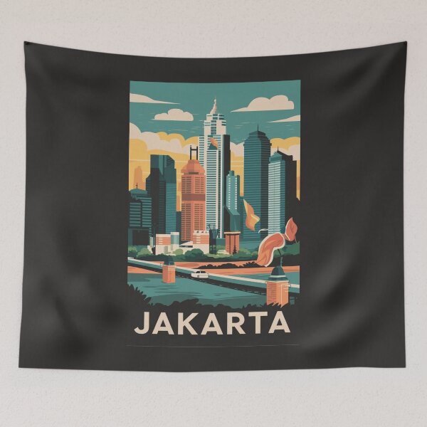 Item preview, A Vintage Travel Art of Jakarta - Indonesia  designed and sold by GoodOldVintage.
