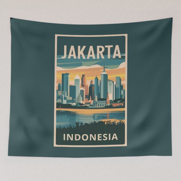 Item preview, A Vintage Travel Art of Jakarta - Indonesia  designed and sold by GoodOldVintage.