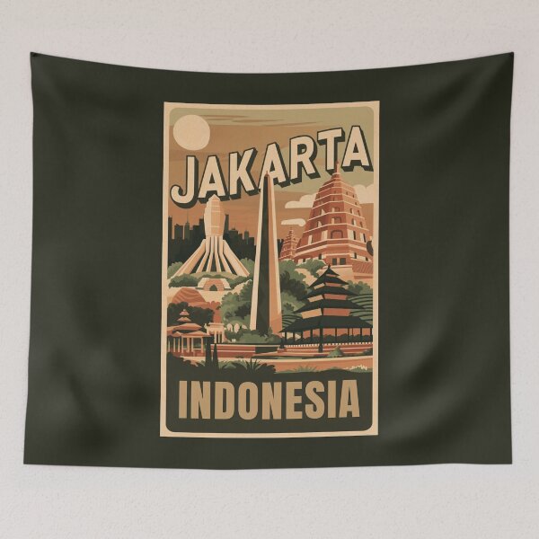 Item preview, A Vintage Travel Art of Jakarta - Indonesia  designed and sold by GoodOldVintage.