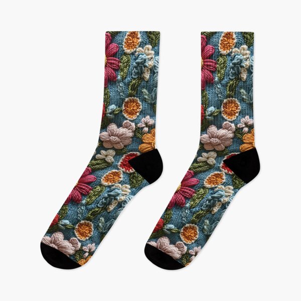Item preview, Cute Retro Floral Boho Knitted Pattern designed and sold by SecretDicer.