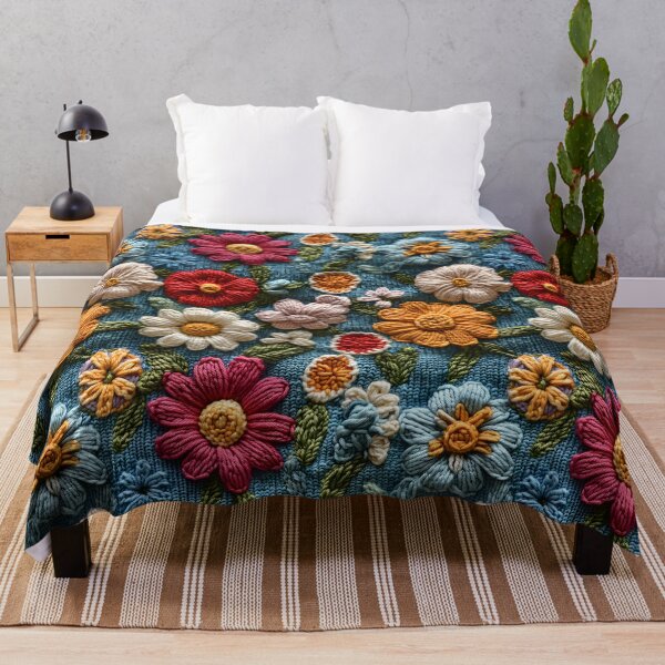 Item preview, Cute Retro Floral Boho Knitted Pattern designed and sold by SecretDicer.