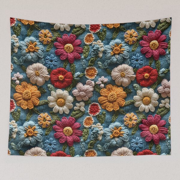 Item preview, Cute Retro Floral Boho Knitted Pattern designed and sold by SecretDicer.