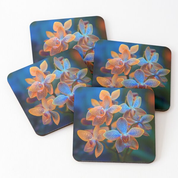 Item preview, Enchanting Jade Tiger Orchids on Dark Blue Background designed and sold by mebraart.
