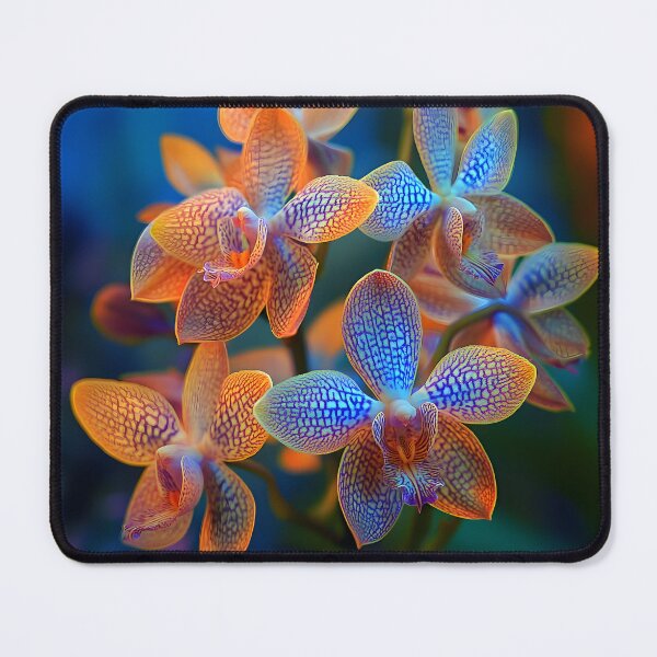 Item preview, Enchanting Jade Tiger Orchids on Dark Blue Background designed and sold by mebraart.