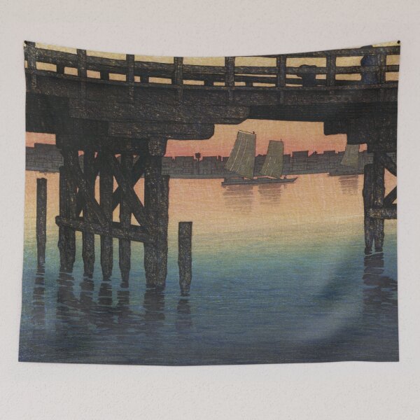 Item preview, Kaminohashi Bridge at Fukagawa by Kawase Hasui designed and sold by Takeda-art.