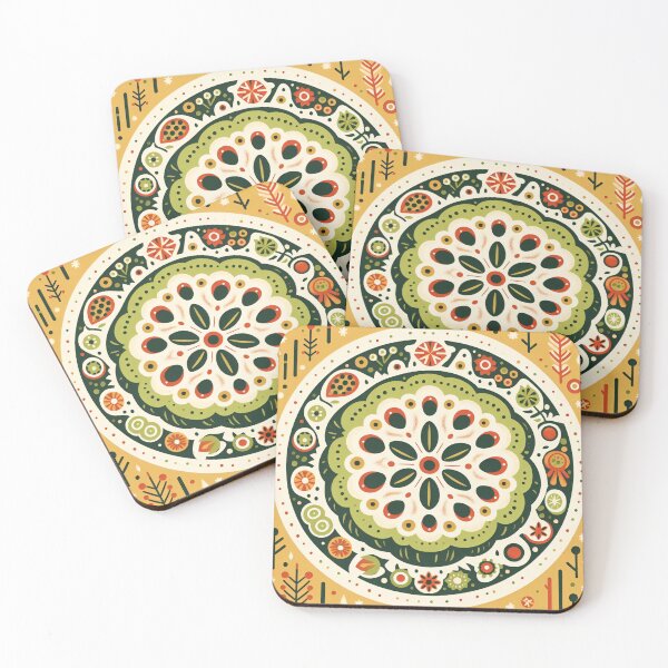Item preview, Whimsical Lotus Seed Pod Illustration - Colourful Botanical Art yellow cream green designed and sold by FOLK ART FUSION by heidiannemorris.