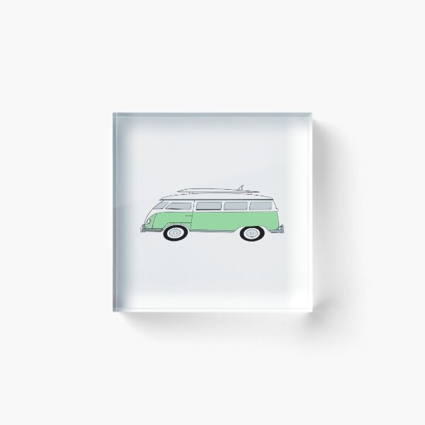 Item preview, Green Vintage Van with Surfboard  designed and sold by arishatz.