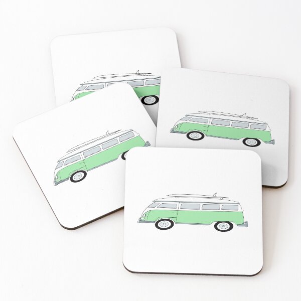 Item preview, Green Vintage Van with Surfboard  designed and sold by arishatz.
