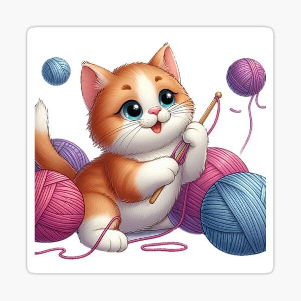 Item preview, A kitten is playing with a ball of wool. designed and sold by liugr-dl.