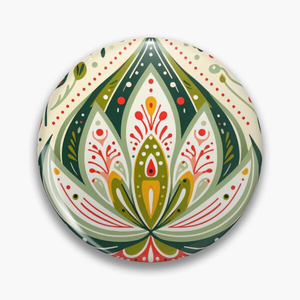 Item preview, Whimsical festive Lotus Seed Pod Illustration - Colourful Botanical Art yellow cream green designed and sold by FOLK ART FUSION by heidiannemorris.