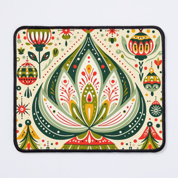 Item preview, Whimsical festive Lotus Seed Pod Illustration - Colourful Botanical Art yellow cream green designed and sold by FOLK ART FUSION.