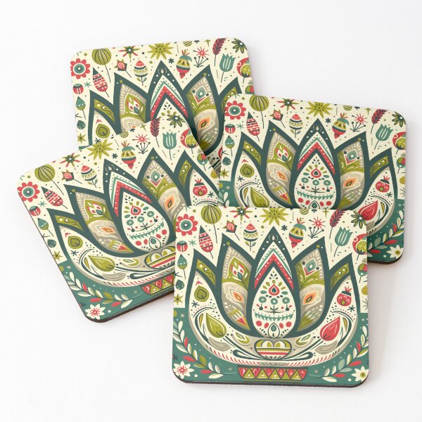 Item preview, Whimsical Lotus Seed Pod Illustration - Colourful Botanical Art yellow cream green designed and sold by FOLK ART FUSION by heidiannemorris.