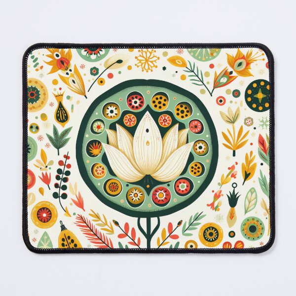 Item preview, Whimsical Lotus Seed Pod Illustration - Colourful Botanical Art yellow cream green designed and sold by FOLK ART FUSION.
