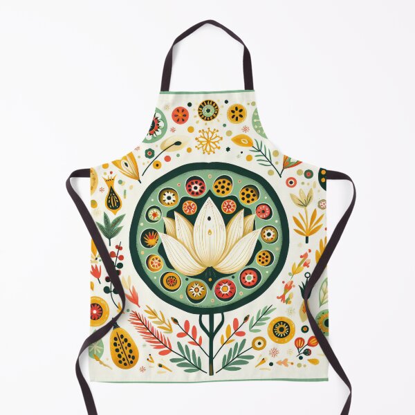 Item preview, Whimsical Lotus Seed Pod Illustration - Colourful Botanical Art yellow cream green designed and sold by FOLK ART FUSION by heidiannemorris.