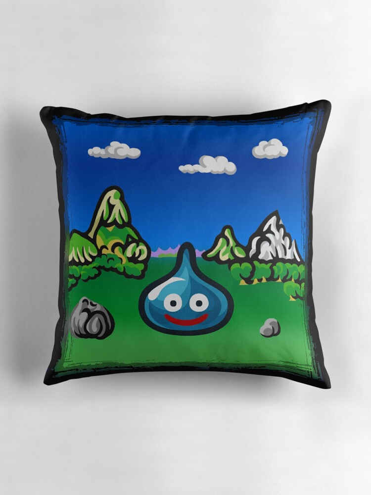 "A Slime Draws Near! w/background" Throw Pillows by likelikes | Redbubble