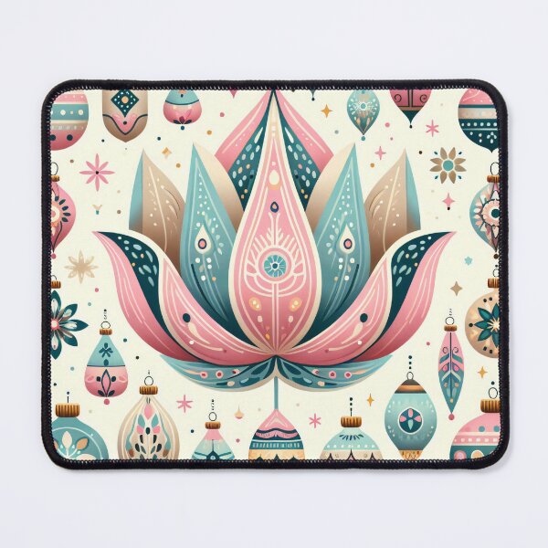 Item preview, Whimsical Lotus Seed Pod Illustration - Colourful Botanical Art pink cream blue designed and sold by FOLK ART FUSION by heidiannemorris.