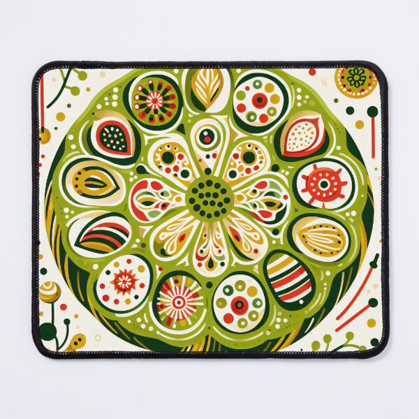 Item preview, Whimsical Lotus Seed Pod Illustration - Colourful Botanical Art yellow cream green designed and sold by FOLK ART FUSION by heidiannemorris.