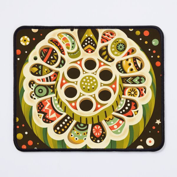 Item preview, Whimsical Lotus Seed Pod Illustration - Colourful Botanical Art yellow cream green by heidiannemorris designed and sold by FOLK ART FUSION by heidiannemorris.