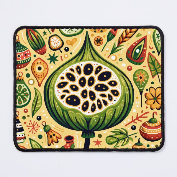 Item preview, Whimsical Lotus Seed Pod Illustration - Colourful Botanical Art yellow cream green by heidiannemorris designed and sold by FOLK ART FUSION by heidiannemorris.