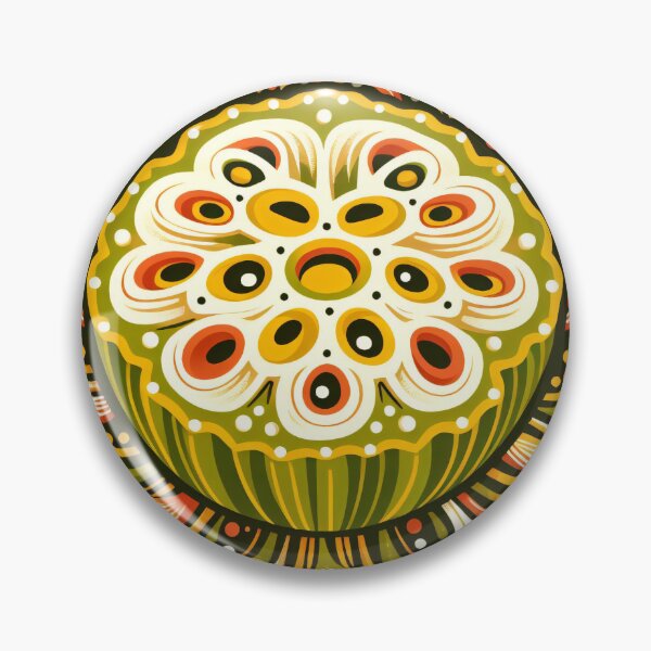 Item preview, Whimsical Lotus Seed Pod Illustration - Colourful Botanical Art orange yellow cream green by heidiannemorris designed and sold by FOLK ART FUSION by heidiannemorris.