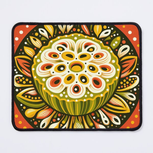 Item preview, Whimsical Lotus Seed Pod Illustration - Colourful Botanical Art orange yellow cream green by heidiannemorris designed and sold by FOLK ART FUSION.