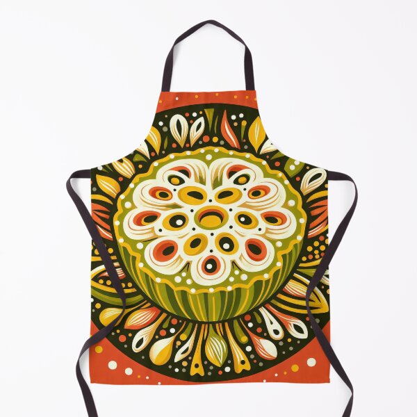 Item preview, Whimsical Lotus Seed Pod Illustration - Colourful Botanical Art orange yellow cream green by heidiannemorris designed and sold by FOLK ART FUSION by heidiannemorris.