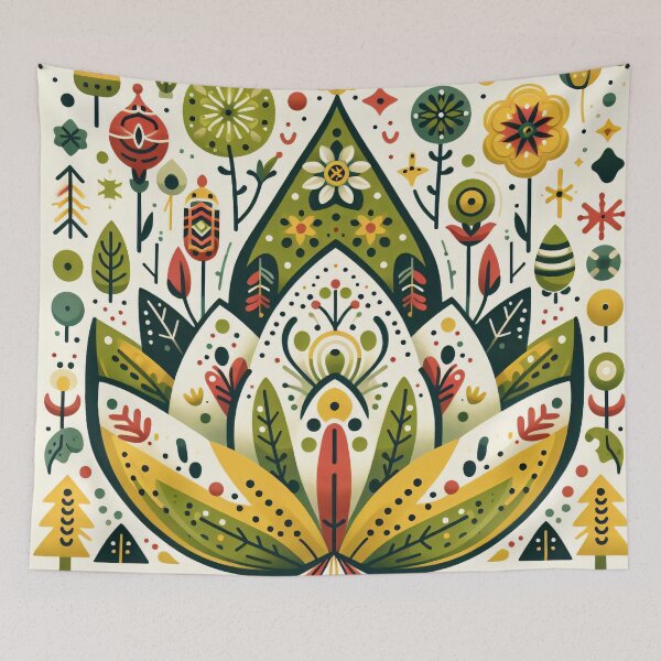 Item preview, Whimsical Lotus Seed Pod Illustration - Colourful Botanical Art yellow cream green by heidiannemorris designed and sold by FOLK ART FUSION.