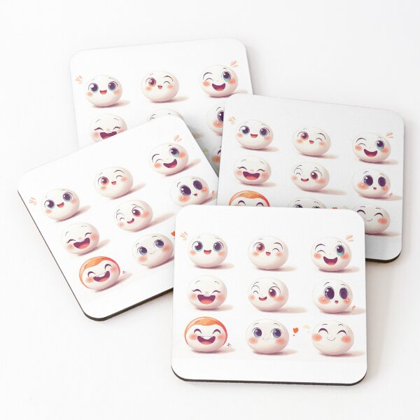 Item preview, Set of cute spherical characters with various happy expressions. designed and sold by MystiS.