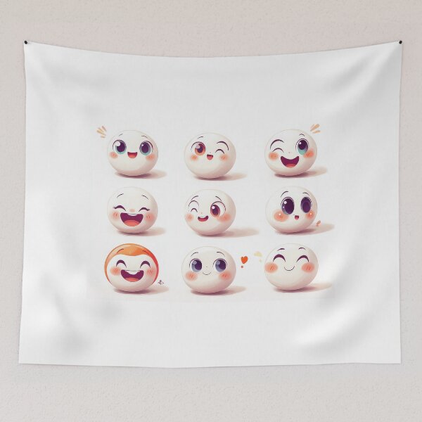 Item preview, Set of cute spherical characters with various happy expressions. designed and sold by MystiS.