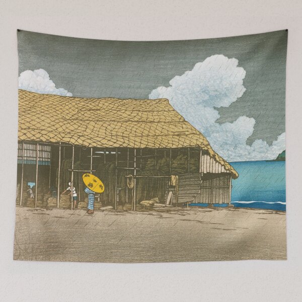 Item preview, Beach Shed at Etchu Himi by Kawase Hasui designed and sold by Takeda-art.