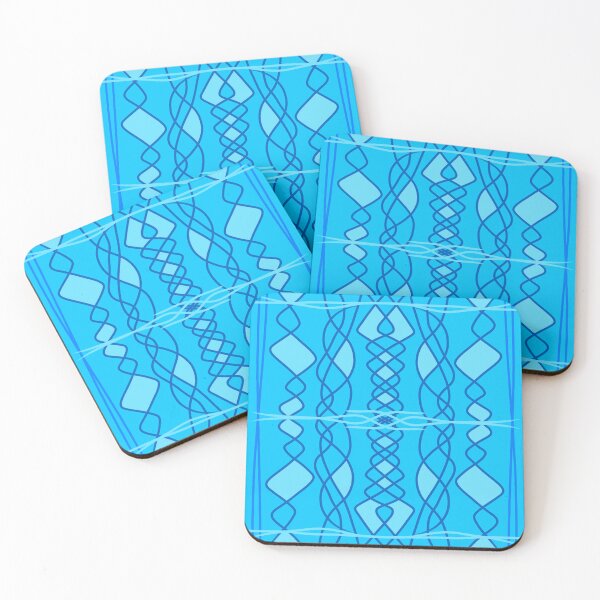 Artikelvorschau, Blaues geometrisches abstraktes Design, symmetrische vertikale Wellenlinien entworfen und verkauft von Stefrait-7.