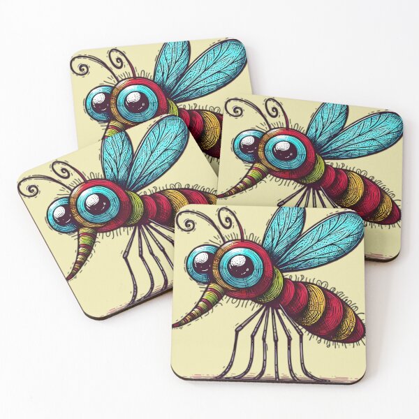 Item preview, Mosquito with Bulging Eyes and Long Proboscis - Colorful Scribble Art designed and sold by beyazart.