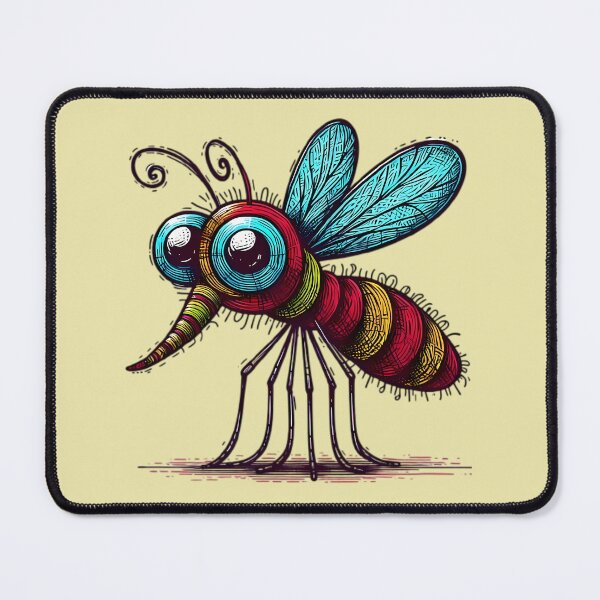 Item preview, Mosquito with Bulging Eyes and Long Proboscis - Colorful Scribble Art designed and sold by beyazart.
