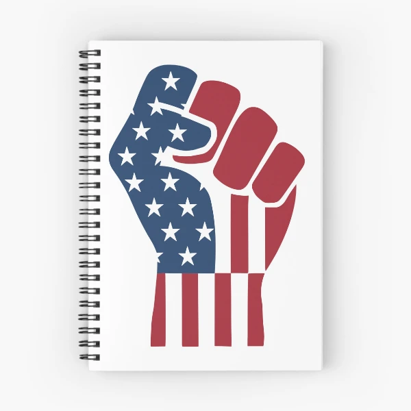 American Flag Raised Fist | Strong Patriotic Design — Spiral Notebook by BiMood
