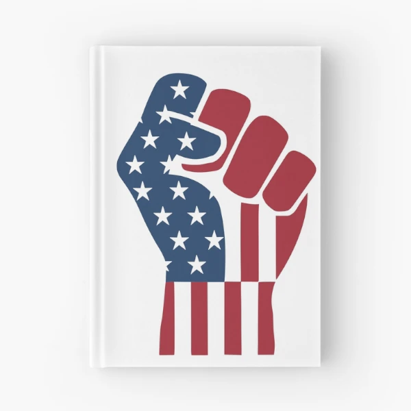 American Flag Raised Fist | Strong Patriotic Design — Spiral Notebook by BiMood