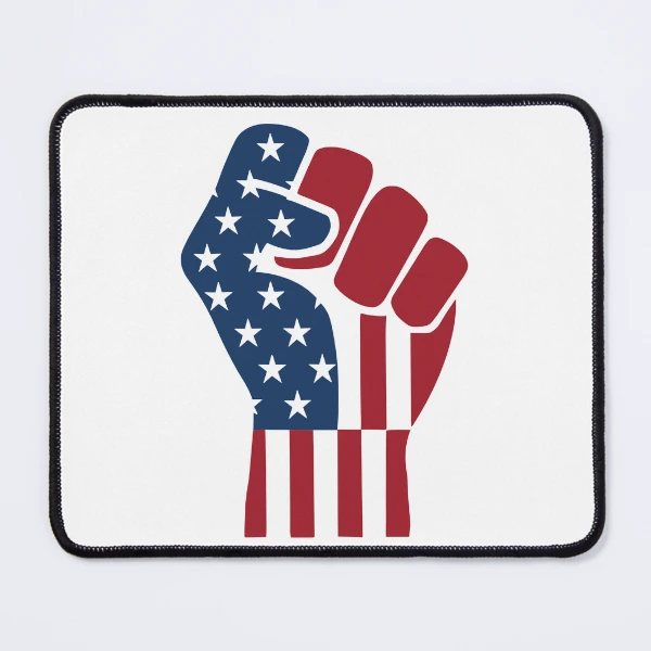 American Flag Raised Fist | Strong Patriotic Design — Mouse Pad by BiMood
