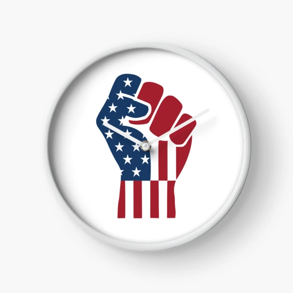 American Flag Raised Fist | Strong Patriotic Design — Clock by BiMood