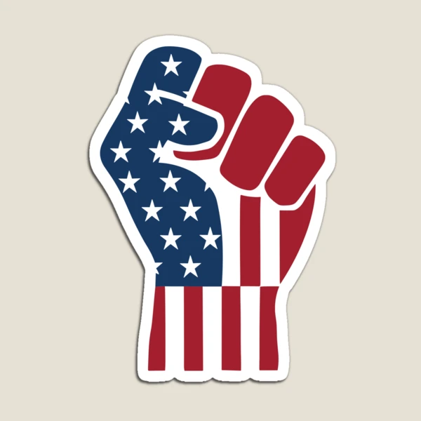 American Flag Raised Fist | Strong Patriotic Design — Magnet by BiMood