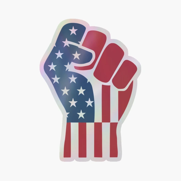 American Flag Raised Fist | Strong Patriotic Design — Sticker by BiMood