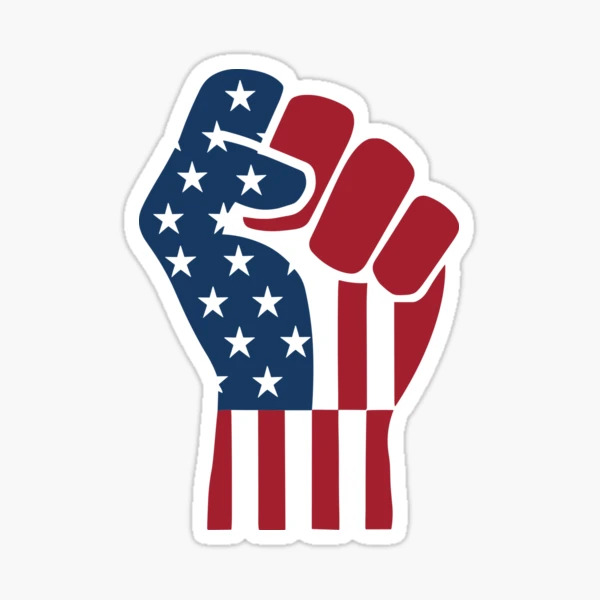 American Flag Raised Fist | Strong Patriotic Design — Sticker by BiMood