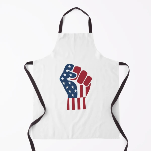American Flag Raised Fist | Strong Patriotic Design — Apron by BiMood
