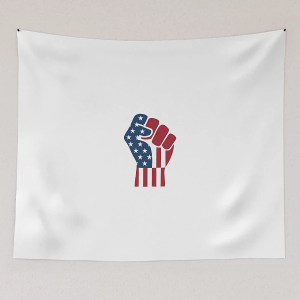 American Flag Raised Fist | Strong Patriotic Design — Tapestry by BiMood