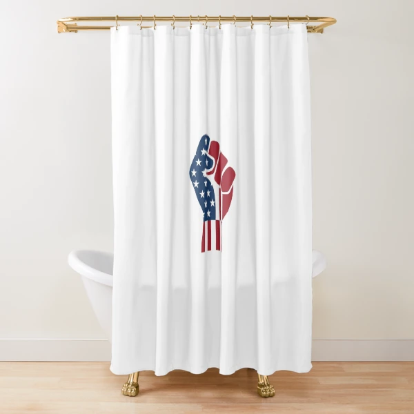 American Flag Raised Fist | Strong Patriotic Design — Shower Curtain by BiMood