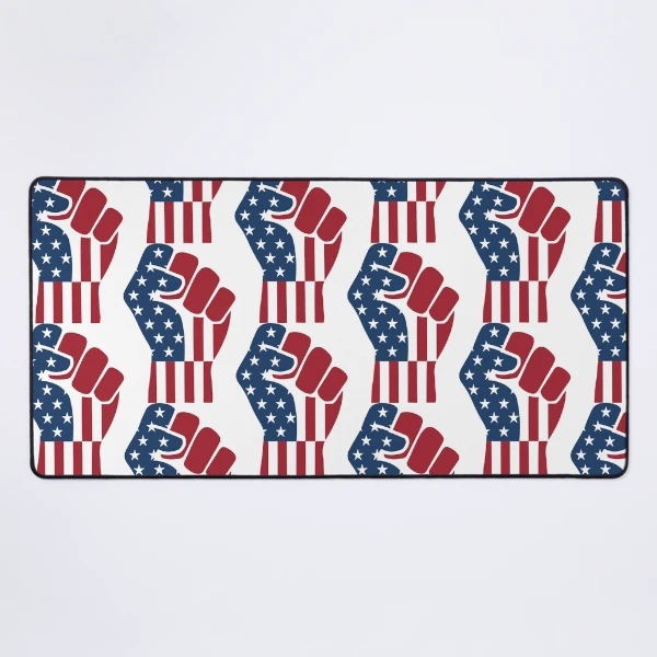 American Flag Raised Fist | Strong Patriotic Design — Mouse Pad by BiMood