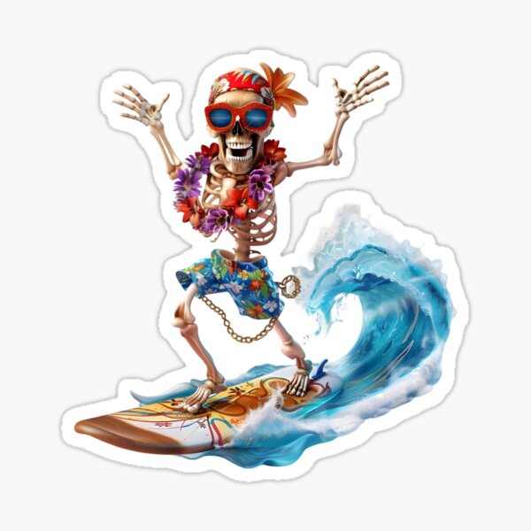 Item preview, Cute Cartoon Skeleton Surfing | Hawaii Waves Gift For Surfers designed and sold by ViralBrowser.