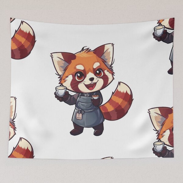 Item preview, Cute Red Panda Barista Sticker designed and sold by FlawlessDraft.